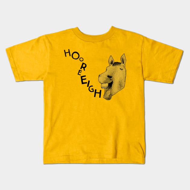 Hooray Horse Kids T-Shirt by martinascott